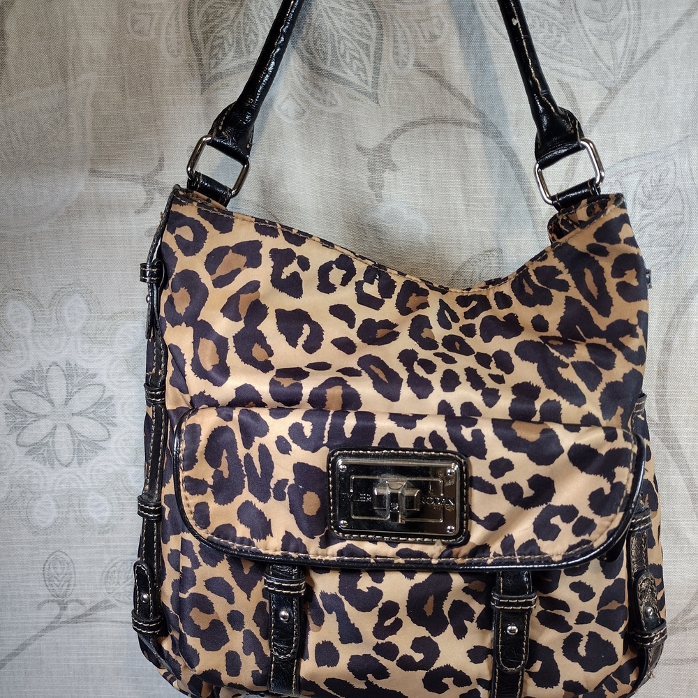Tyler Rodan Leopard Print Shoulder Bag with Black Accents